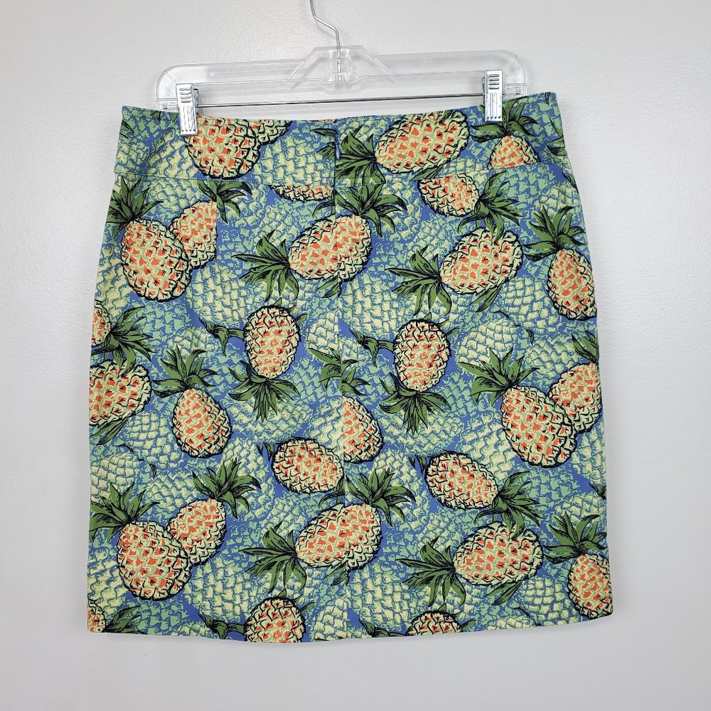 Talbots Factory Pineapple Pineapples Print Pencil Skirt With Pockets Size 12 - Picture 5 of 10